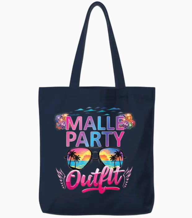 Malle Party Gruppenshirt Mallorca Outfit Damen Herren Party Tote Bags in Navy