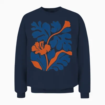 Abstract Floral Harmony Unisex Sweatshirt - Navy