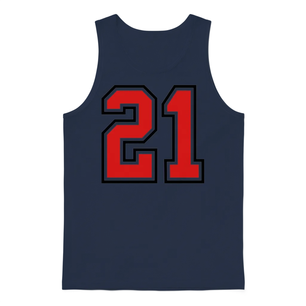 21 Sports Jersey Football Number Unisex Tank Top - Navy