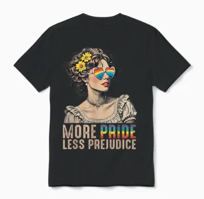 Lgbt Equal Rights More Pride Less Prejudice Rainbow Lgbtq Unisex T-Shirt - Black