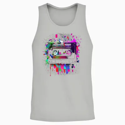80er 90er Jahre Retro Party Verkleidung Kassette Tape Unisex Tank Top - Ash
