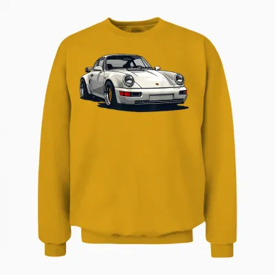 911 Retro Vintage 964 Turbo Car Classic Automotive Track T-Shirt - Black, Small, Unisex-Adults, Short Sleeve, Unisex Sweatshirt - Gold