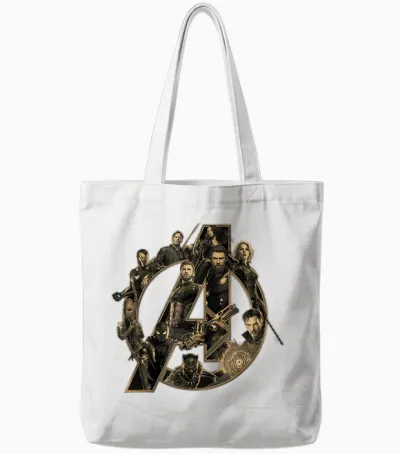 Marvel Avengers Infinity War Logo T-Shirt, Unisex Erwachsene, Kinder, Avengers Fans, Kurzarm, T-Shirt, Cartoon, Schwarz, S, Klassisch Geschnitten Tote Bags - White