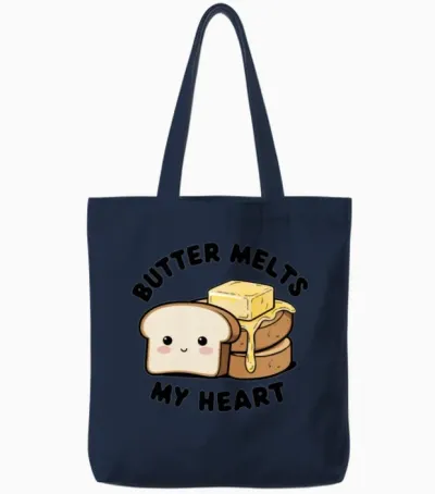 Butter Melts My Heart for Funny Lovers Tote Bags - Navy