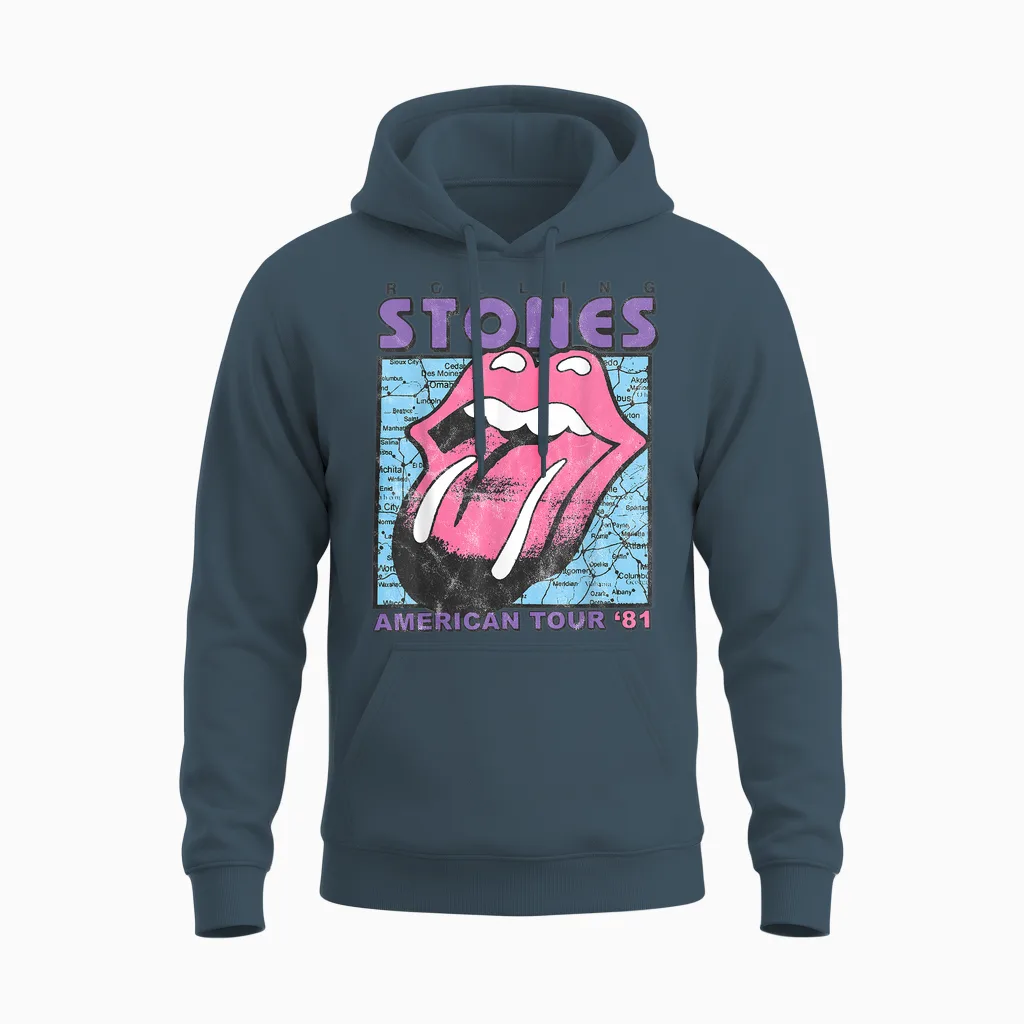 Official the Rolling Stones American Tour 81 White Unisex Hoodie in Dark Heather