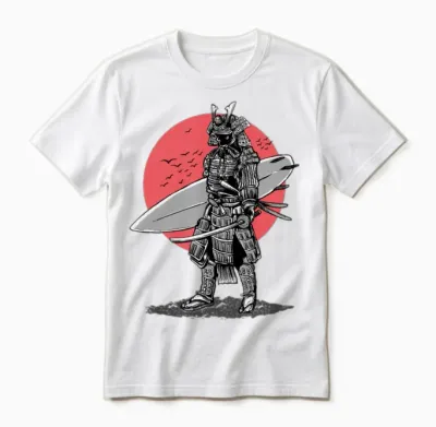 Samurai Surfer Red Sun Unisex T-Shirt - White