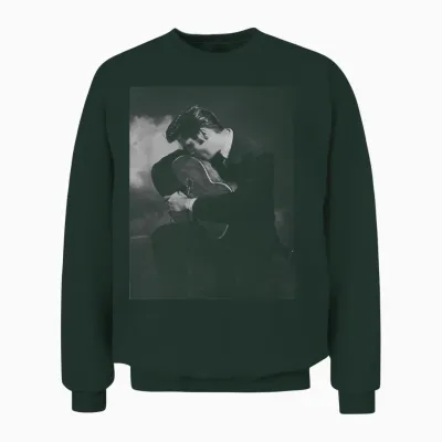 Elvis Presley Guitar Kiss T-Shirt, Black, S Unisex Sweatshirt - Forest
