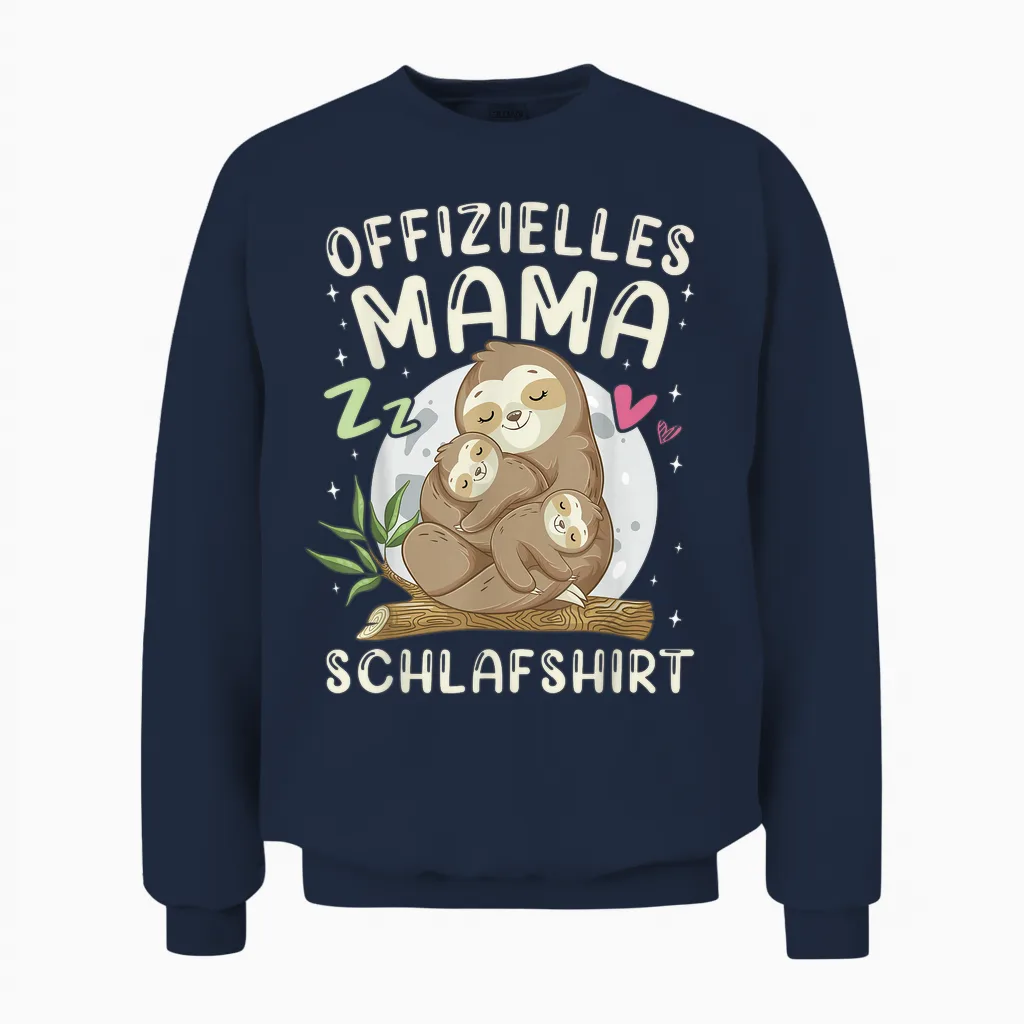 Offizielles Mama Schlafshirt Mutter Und Kinder Faultiere Unisex Sweatshirt in Navy