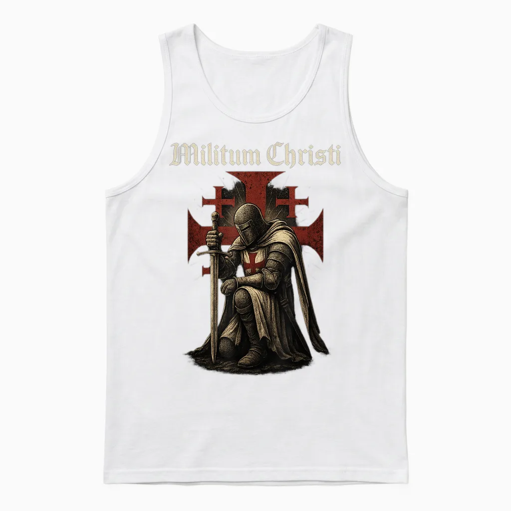Militum Christi - Knight Templar Catholic Unisex Tank Top in White