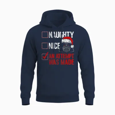 Star Wars Christmas Darth Vader Naughty or Nice Checklist Unisex Hoodie - Navy