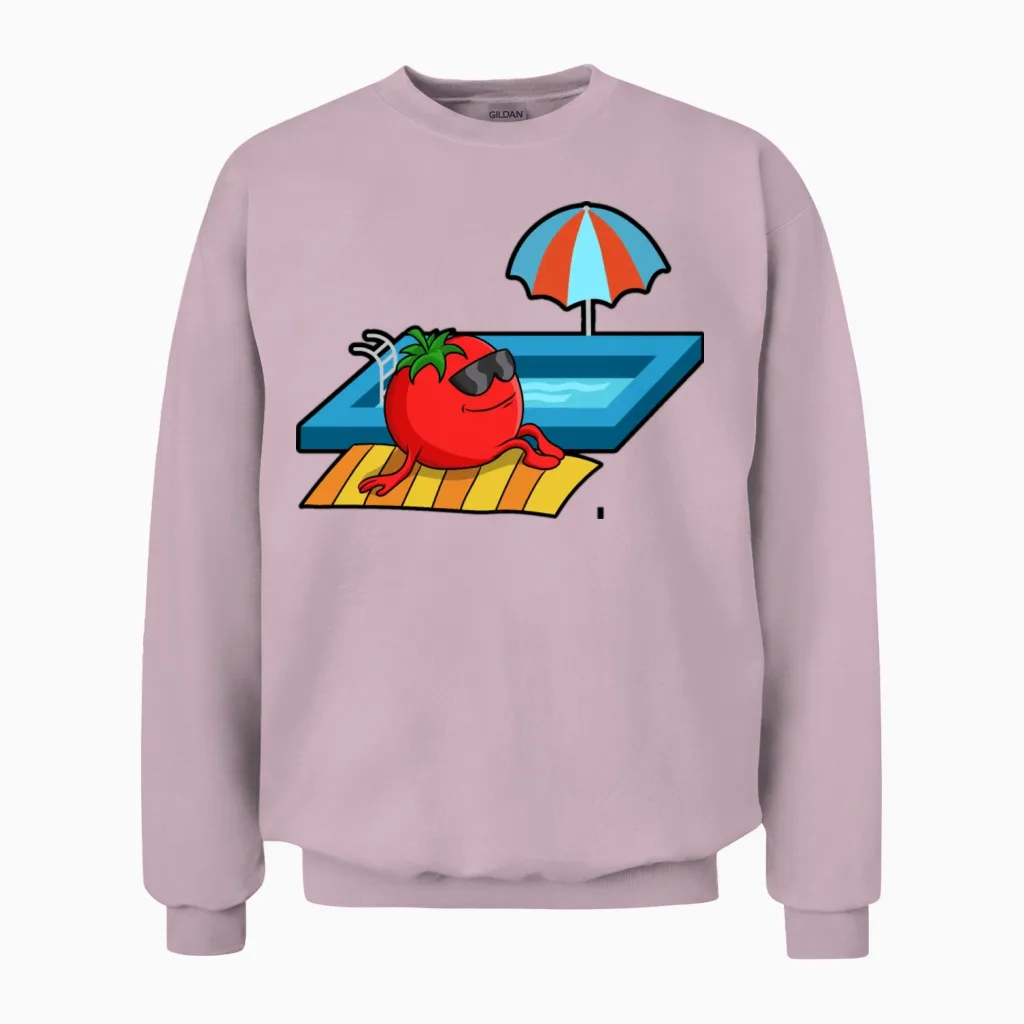 Funny Tomato Outfit Unisex Sweatshirt in Light Pink