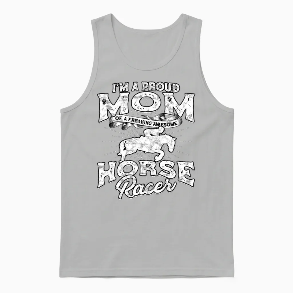 Horse Racing Mom Equestrian Horseback Horse Racer Unisex Tank Top in Ash