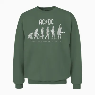 Officiel Ac/dc Evolution of Rock Artwork Acdc Rock Unisex Sweatshirt - Military Green