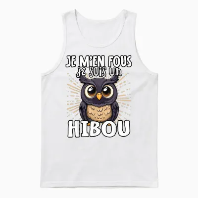 Je M'en Fous Je Suis Un Hibou – Cute Owl T-Shirt, Black, S Unisex Tank Top - White