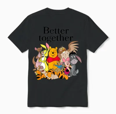 Disney Winnie the Pooh Better Together Friends Group Shot Unisex T-Shirt - Black