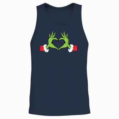 Funny Elf with Cute Heart Hands Style Christmas Costumes Unisex Tank Top - Navy