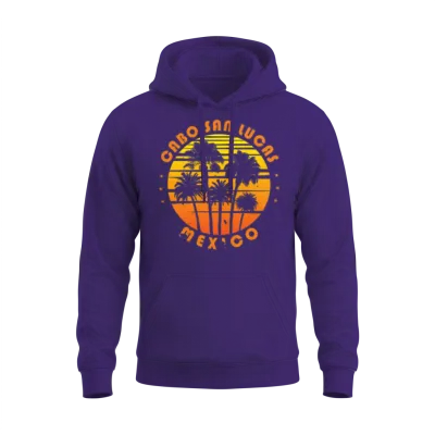 Retro Cabo San Lucas Mexico Souvenir Vintage Palm Unisex Hoodie - Purple