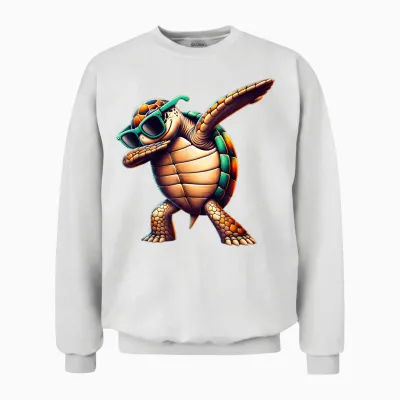 Schildkröte Dabbing Tanzen Jungs Mädchen Unisex Sweatshirt - White