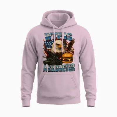Wtf Is a Kilometer 4th of Juli Patriotische Amerikanische Flagge Unisex Hoodie - Light Pink