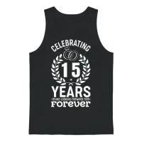 15th Wedding Anniversary - Celebrating 15 Years Of Unisex Tank Top - Black – 1