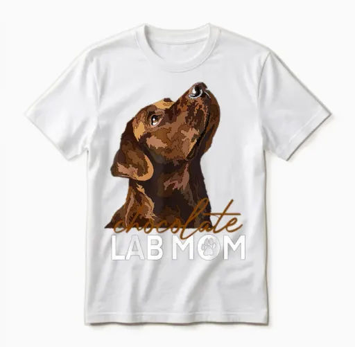Chocolate Lab Maman Labrador Retriever Brown T-Shirt, Black, S Unisex T-Shirt in White