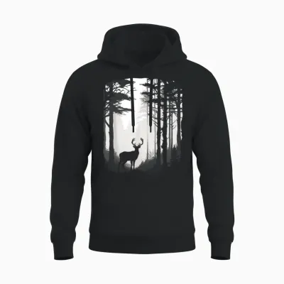 Deer Forest Wildlife Unisex Hoodie - Black