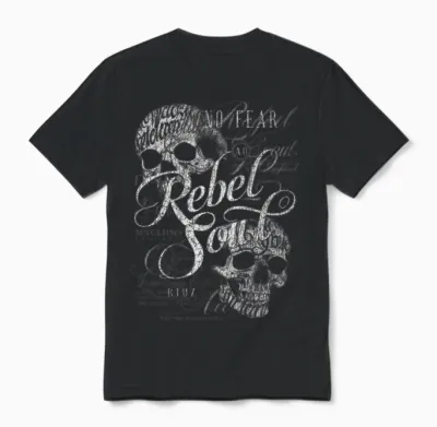 Backprint Streetwear Mode Vintage Damen Herren Schädel Skull Unisex T-Shirt - Black