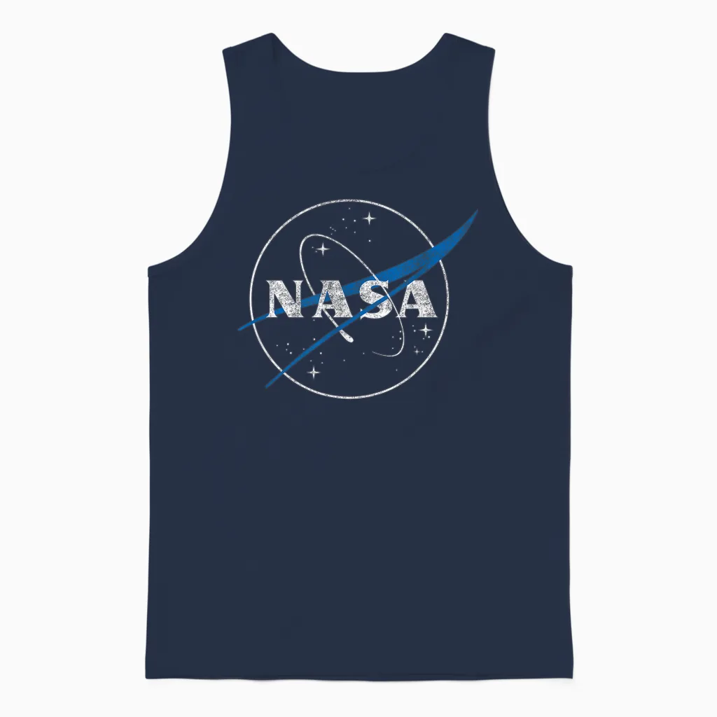 Vintage Solar System with Nasa Meatball Logo Unisex Tank Top in Navy