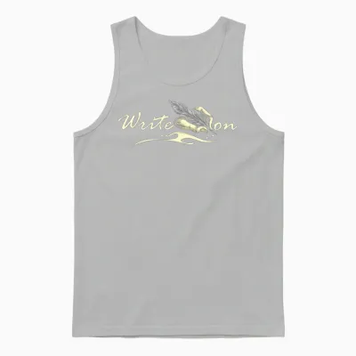 Write on - Feather Author Novelist Novel Writer Unisex Tank Top - Ash