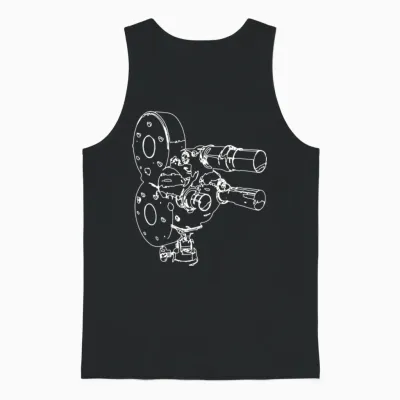 Retro Movie Camera Unisex Tank Top - Black