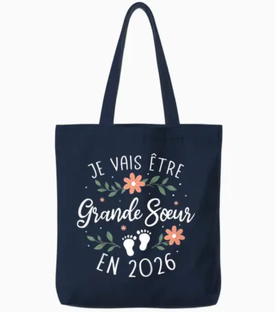 Announcement Pregnancy 2nd Child Je Vais Etre Grande Sœur 2026 Tote Bags - Navy