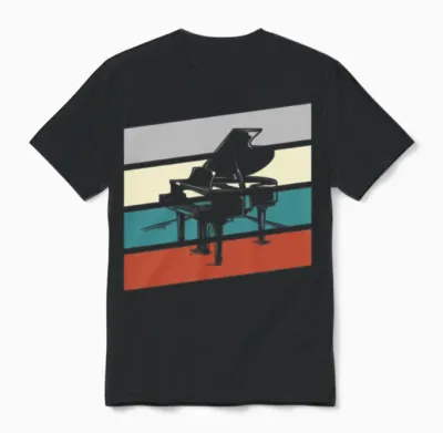 Piano Retro Unisex T-Shirt - Black