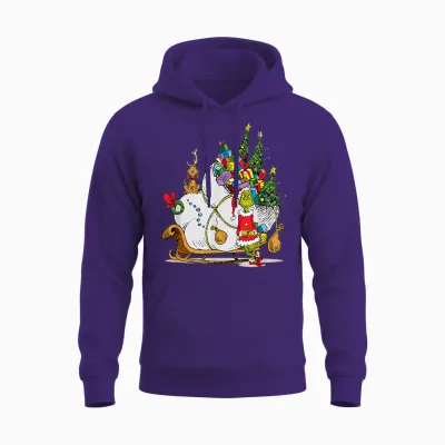 Dr. Seuss Grinch Sleigh Unisex Hoodie - Purple
