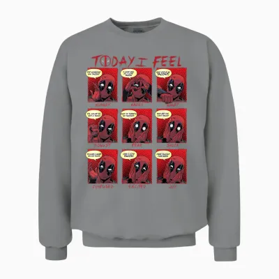 Marvel Deadpool Today I Feel Panels T-Shirt Small Unisex Sweatshirt - Sport Grey
