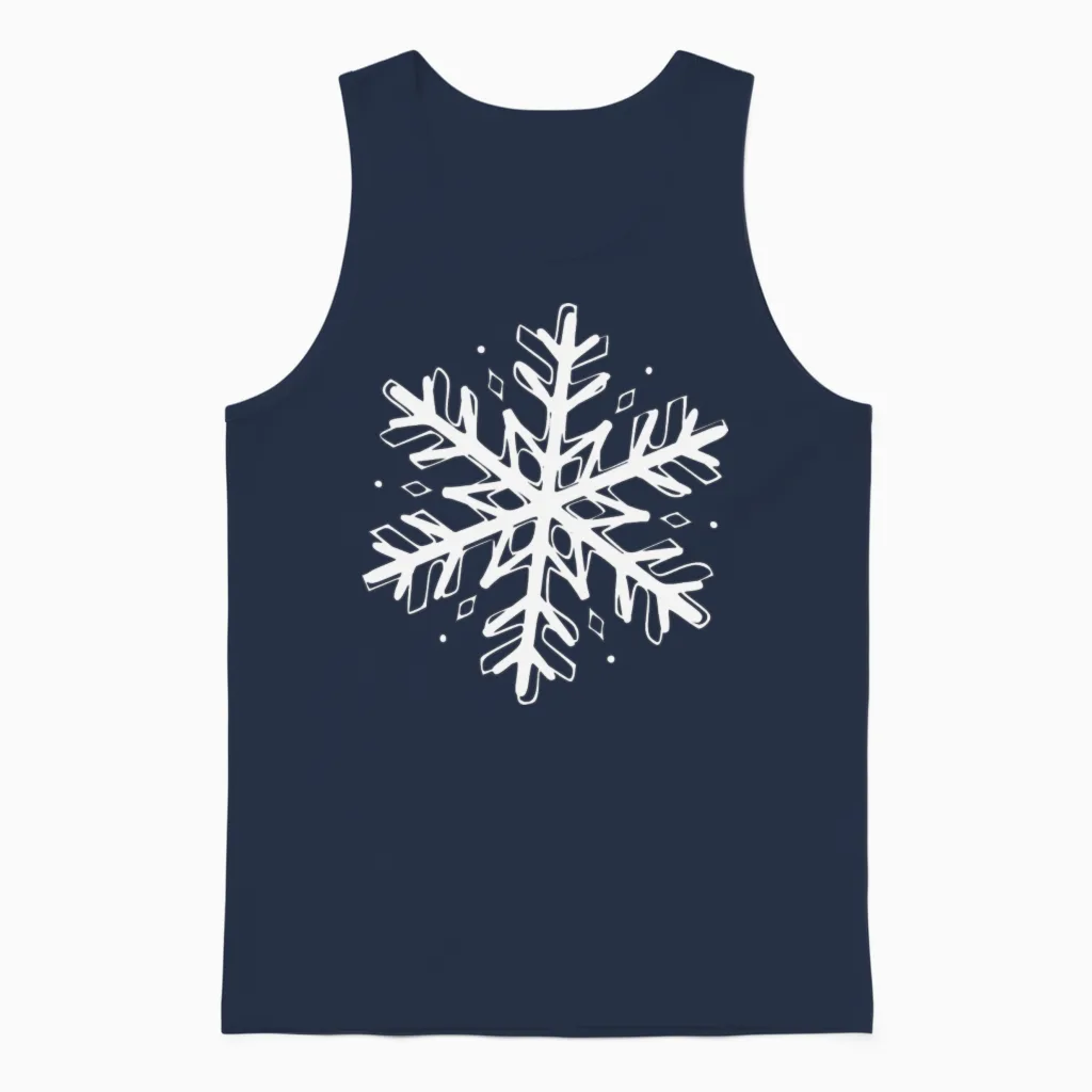 Snowflake Winter Xmas Christmas Gift Unisex Tank Top in Navy