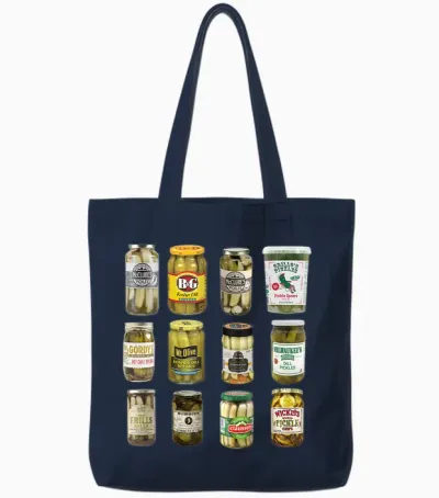 Vintage Canned Pickles Lover Funny Trendy Clothing Tote Bags - Navy