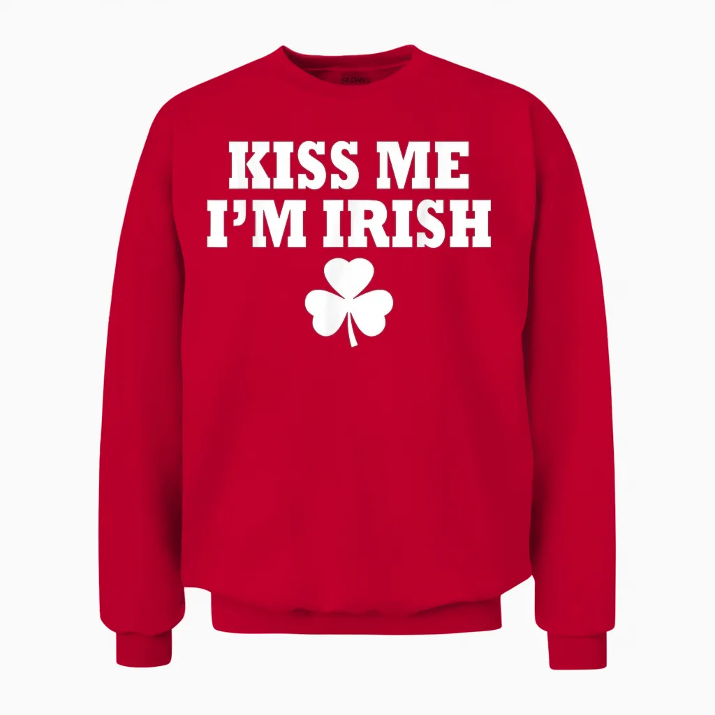 Kiss Me I'm Irish T-Shirt, Green, S Unisex Sweatshirt in Red