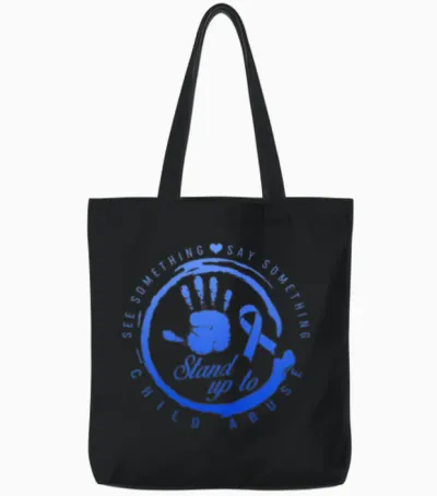 Child Abuse Prevention Month Shirt, Stand Up For Tote Bags - Black