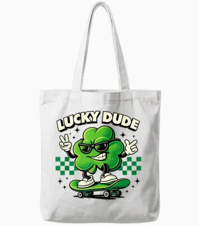 Lucky Dude Trèfle Patineur Trèfle St Patrick Tote Bags - White