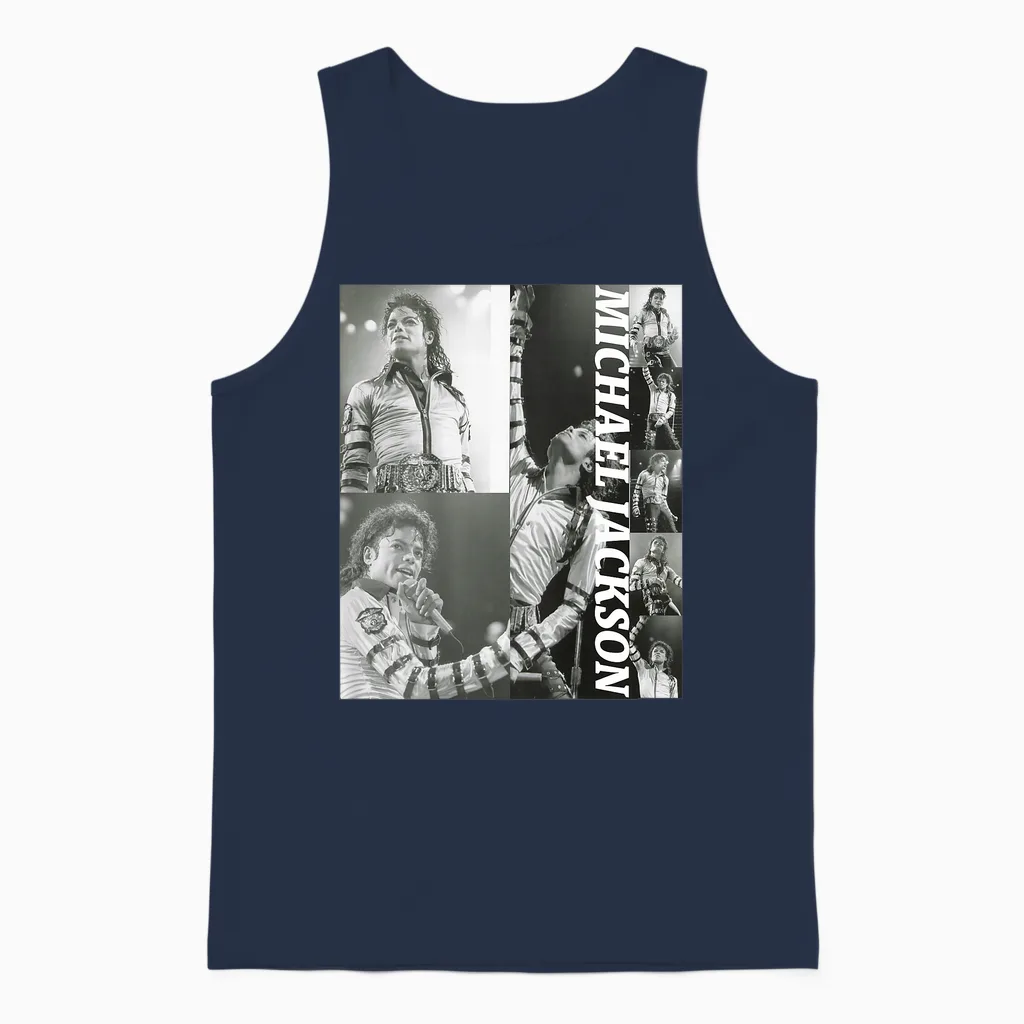 Michael Jackson 012 Back Printed Unisex Tank Top in Navy