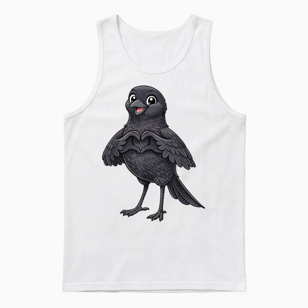 Rabe Mit Herz | Süße Krähe Mit Herzsymbol Unisex Tank Top in White