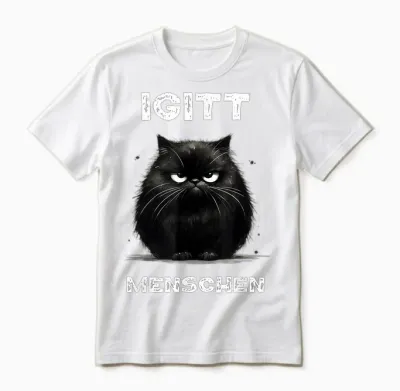 Lustiges Katzen Spruch T-Shirt Igitt Menschen T-Shirt, Black Unisex T-Shirt - White