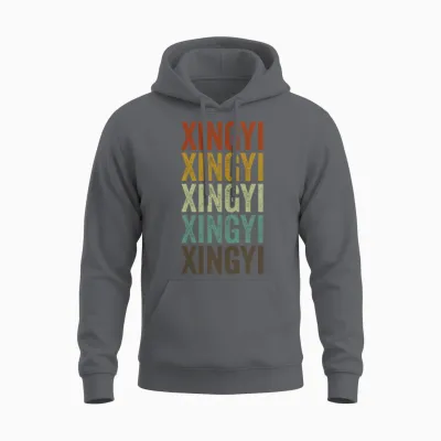 Xingyi China Retro Vintage Unisex Hoodie - Charcoal