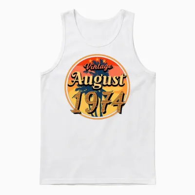 Building Year 1974 in August Unisex Tank Top - White