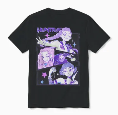 Kpop Demon Hunters Anime Huntrix Huntr/x Unisex T-Shirt - Black