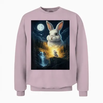 Rabbit Howling to the Moon Vintage Funny Rabbit Unisex Sweatshirt - Light Pink