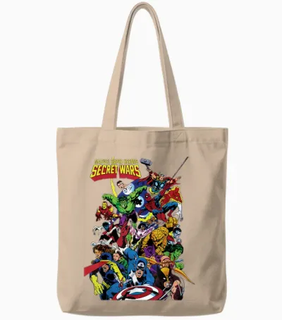 Marvel Exclusive Secret Wars Franchise Hero Collage Tote Bags - Natural