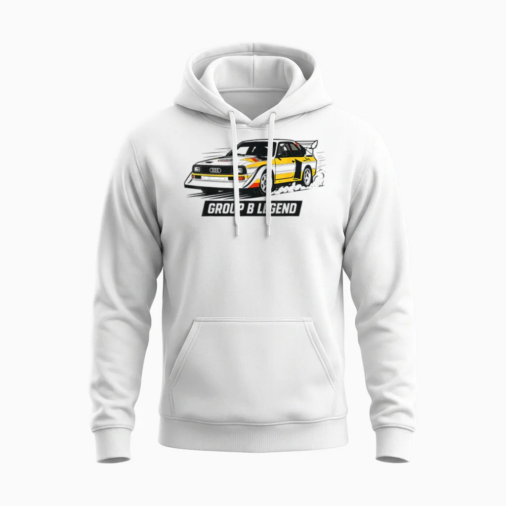 Group B Rally Legend Unisex Hoodie in White