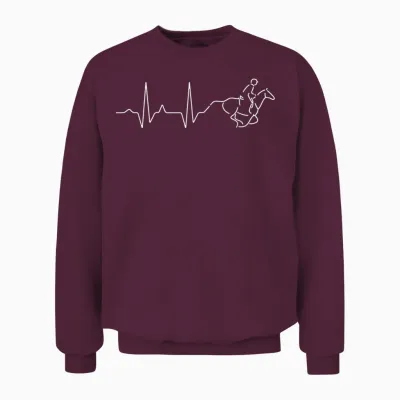 Herzschlag Reiten Puls Pferde Geschenk Frequenz Unisex Sweatshirt - Maroon