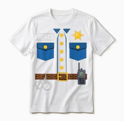 Police Uniform Officer Costume Halloween Unisex T-Shirt - White